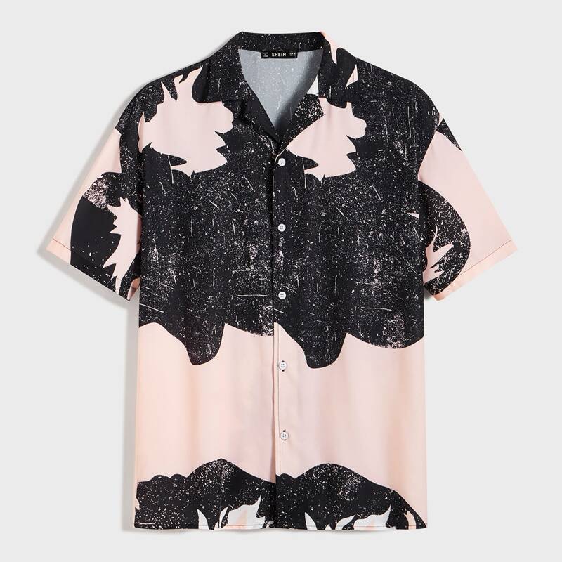

Guys Notch Collar Drop Shoulder Graphic Shirt, Multicolor