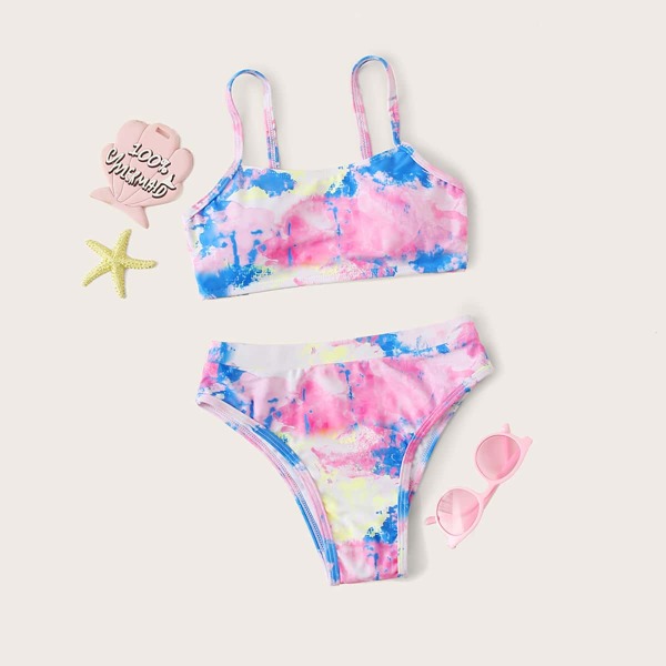 

Girls Tie Dye Bikini Swimsuit, Multicolor
