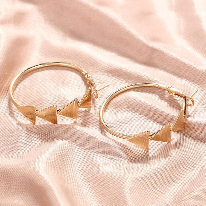 

1pair Triangle Decor Hoop Earrings, Gold