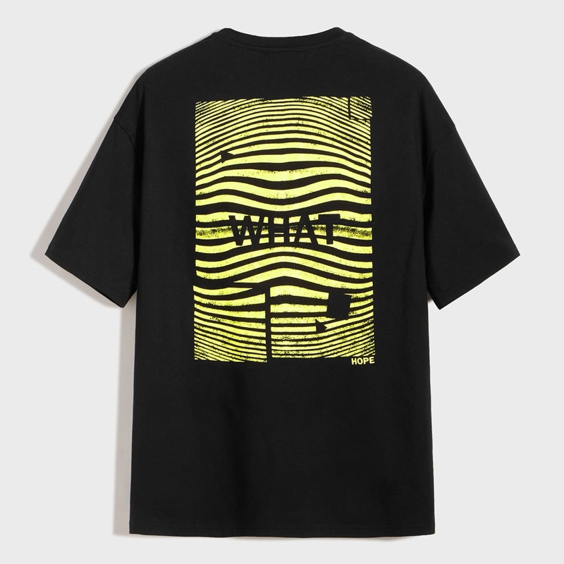 

Guys Drop Shoulder Letter Graphic Tee, Black
