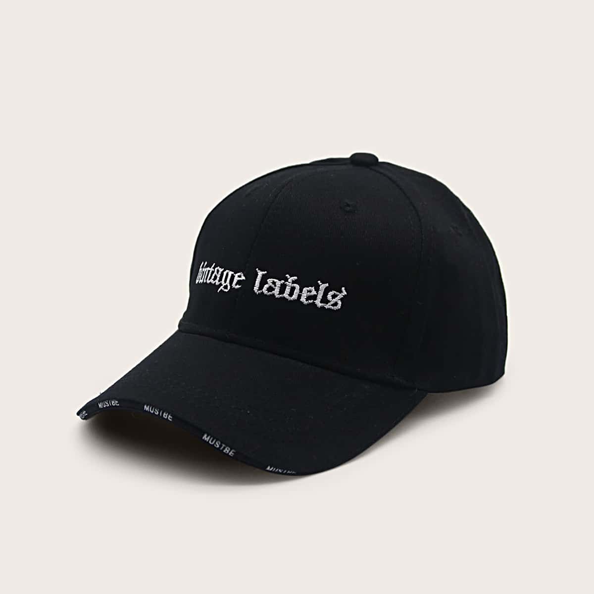 

Letter Embroidery Baseball Cap, Black