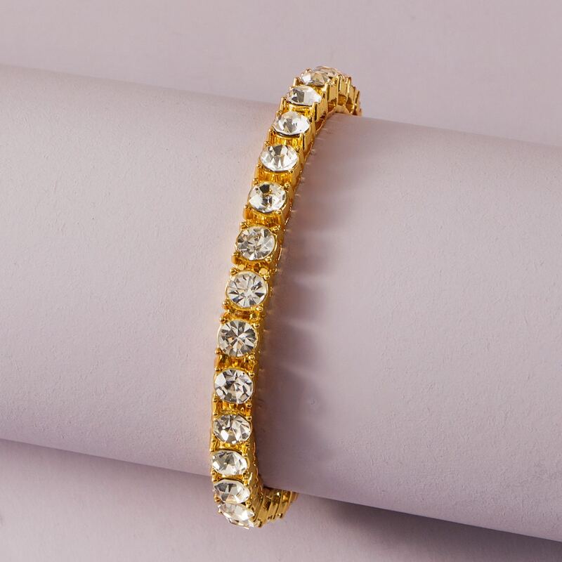 

1pc Guys Rhinestone Engraved Bracelet, Gold