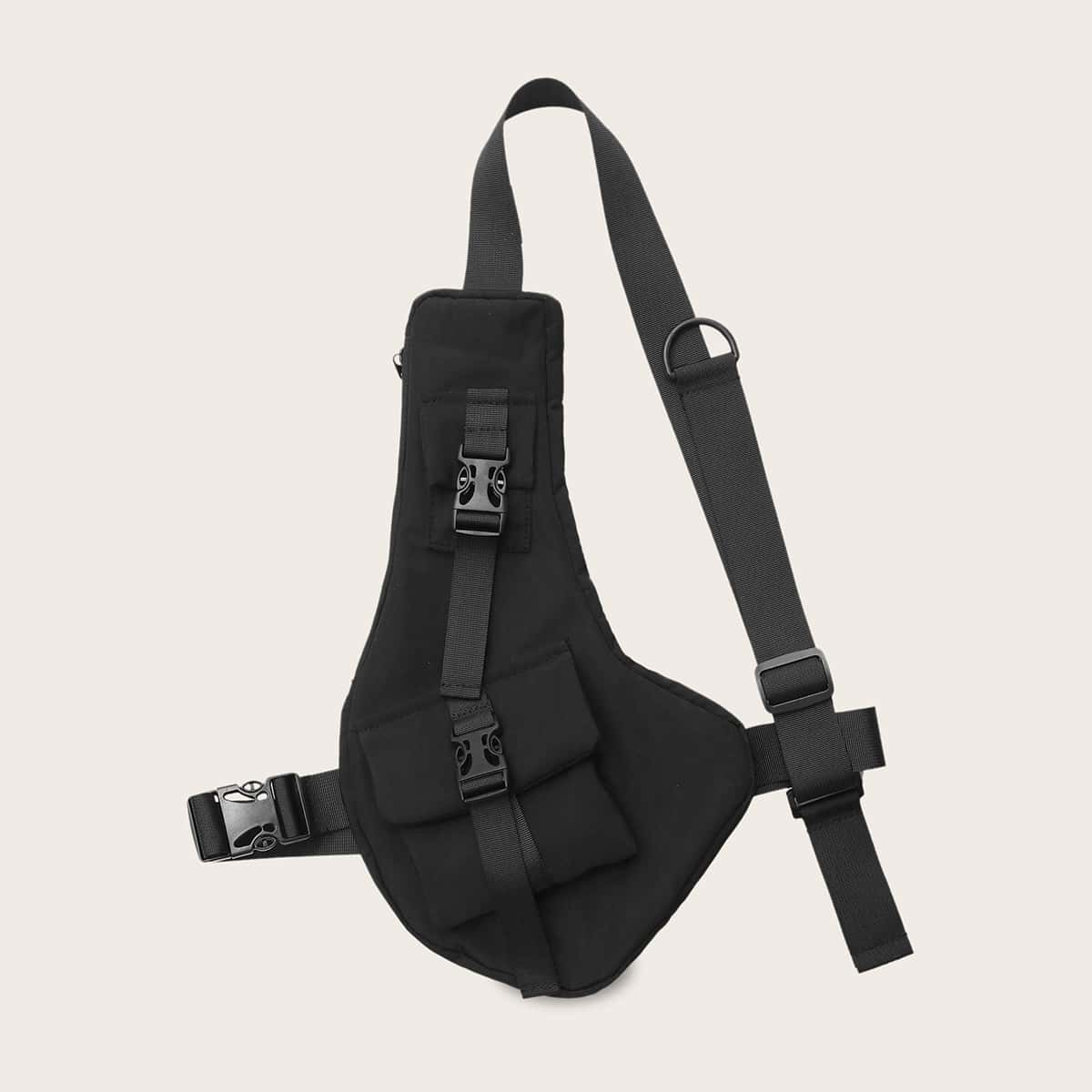 

Guys Pocket Front Release Buckle Sling Bag, Black