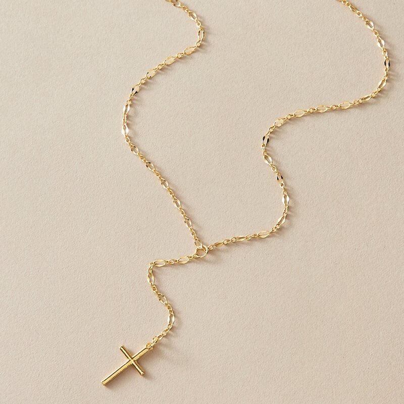 

1pc Cross Charm Necklace, Gold