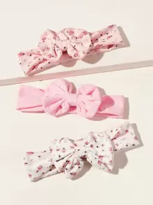 Set de 3 diademas con lazo y estampado floral para bebé, adecuadas como regalo de San Valentín