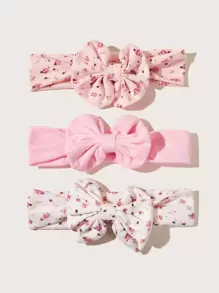 Set de 3 diademas con lazo y estampado floral para bebé, adecuadas como regalo de San Valentín