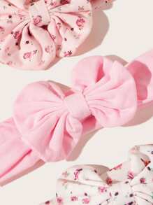 Set de 3 diademas con lazo y estampado floral para bebé, adecuadas como regalo de San Valentín