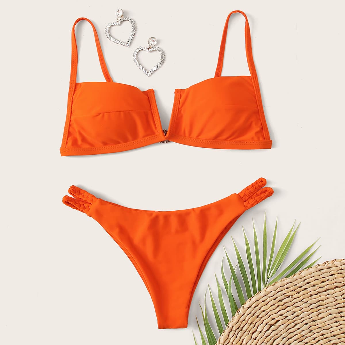

V Wired Cheeky Bikini Swimsuit, Orange