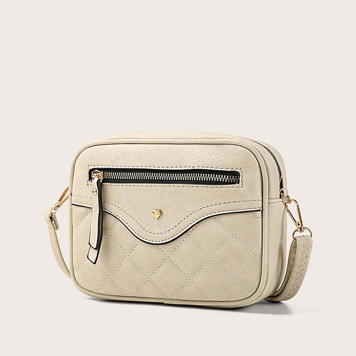 

Quilted Crossbody Bag, Beige