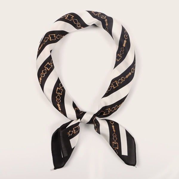 

Chain & Striped Pattern Bandana, Multicolor