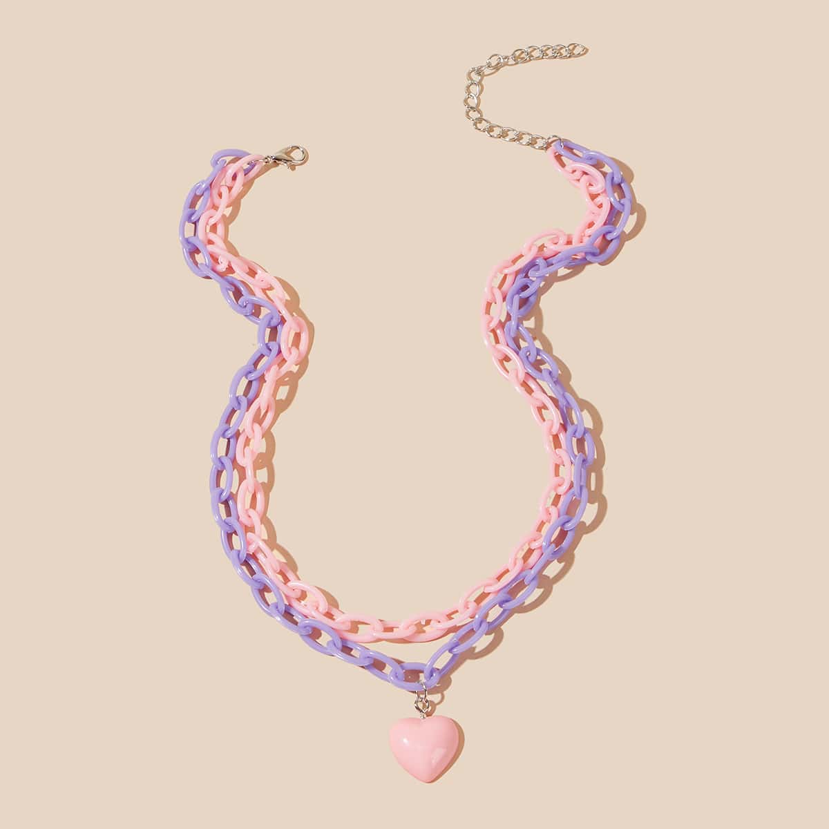 

1pc Heart Thick Chain Necklace, Multicolor