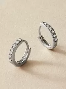 時尚流行1對男士水鑽裝飾環形耳環合金，適合珠寶禮物和時尚外觀