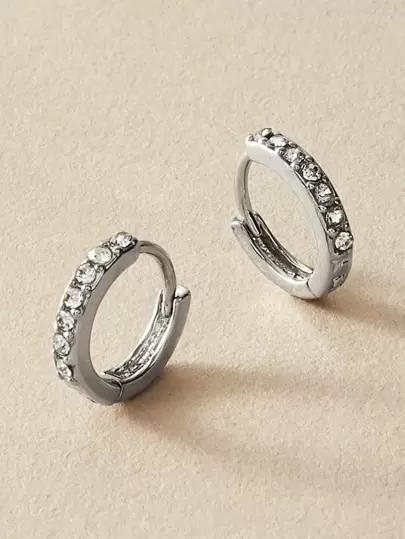 時尚流行1對男士水鑽裝飾環形耳環合金，適合珠寶禮物和時尚外觀