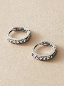 時尚流行1對男士水鑽裝飾環形耳環合金，適合珠寶禮物和時尚外觀