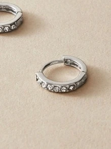 時尚流行1對男士水鑽裝飾環形耳環合金，適合珠寶禮物和時尚外觀