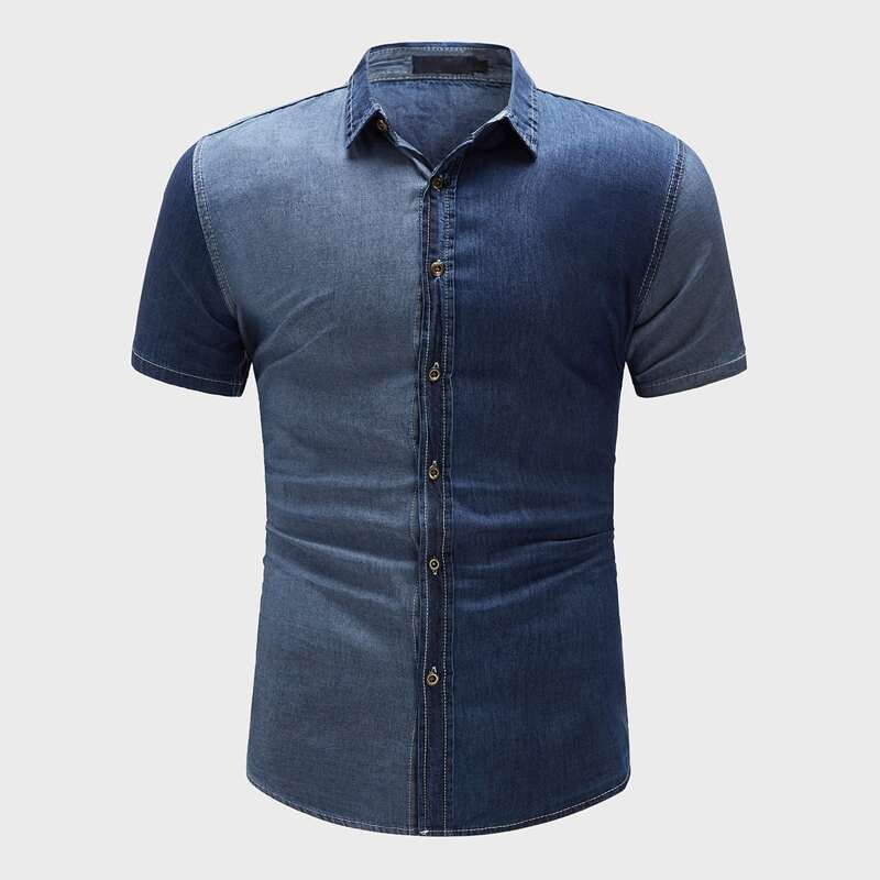 

Guys Two Tone Button Up Denim Shirt, Blue