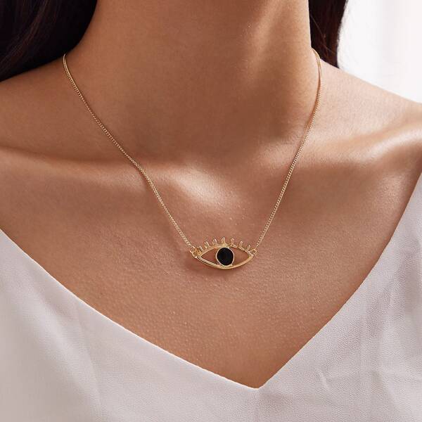 

1pc Eye Charm Necklace, Gold