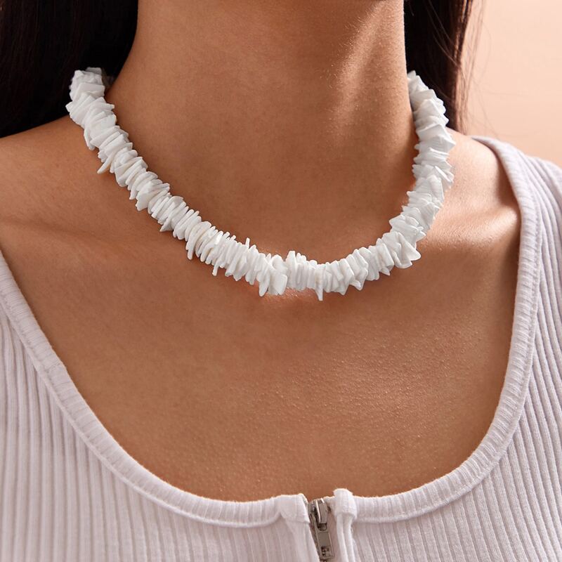 

1pc Shell Beaded Necklace, White