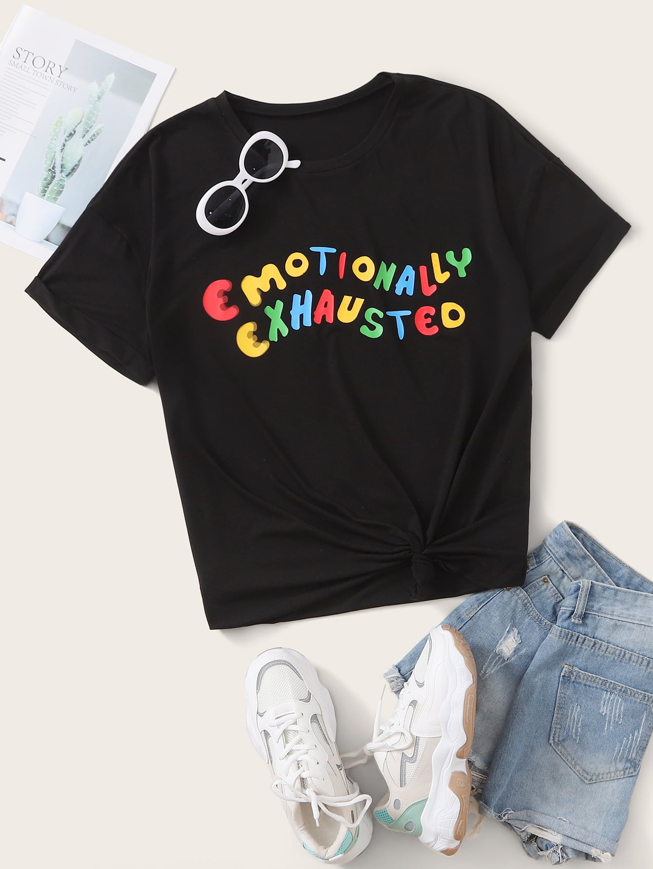 Plus Colorful Letter Graphic Tee | SHEIN IN