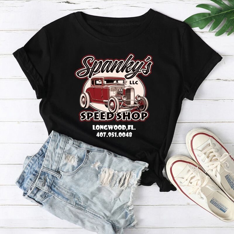 

Car & Slogan Graphic Tee, Black