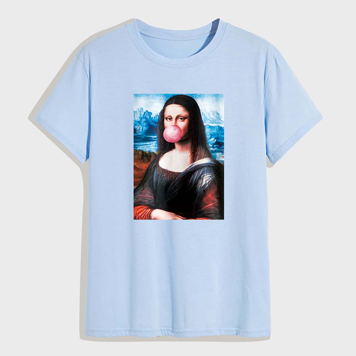 

Guys Figure Graphic Round Neck Tee, Blue pastel
