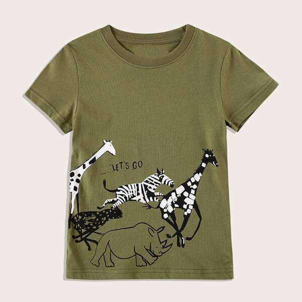 

Футболка с оригинальным принтом для мальчиков, Армейский зеленый