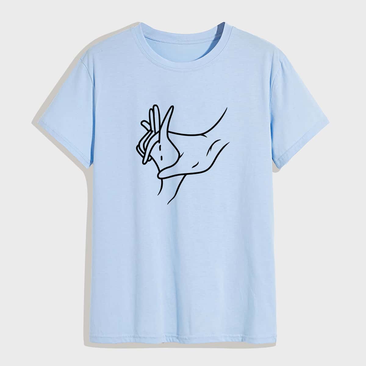 

Guys Figure Graphic Round Neck Tee, Blue pastel