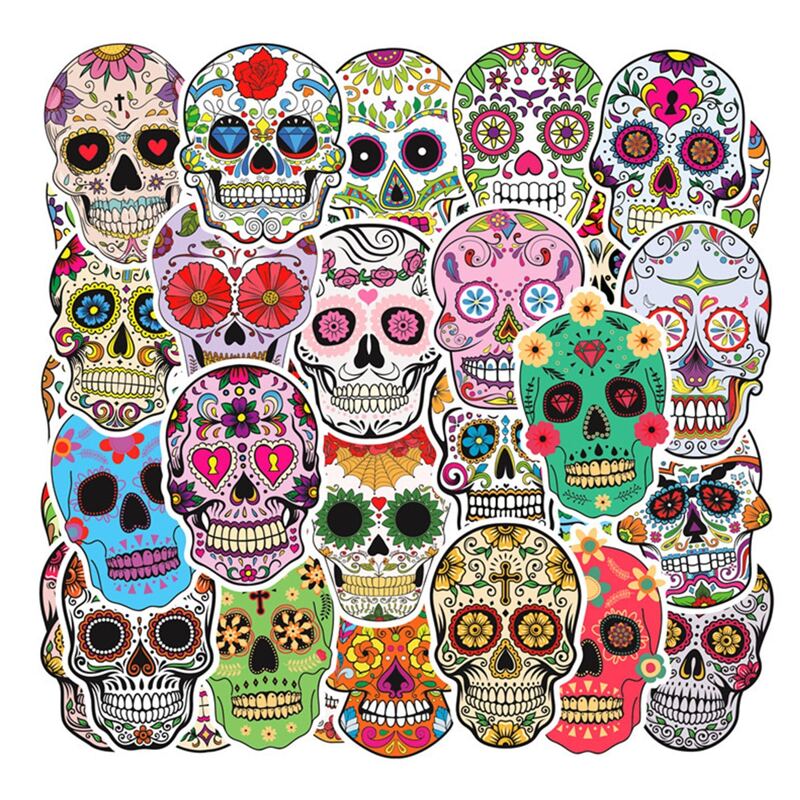 

50pcs Skull Pattern Sticker, Multicolor
