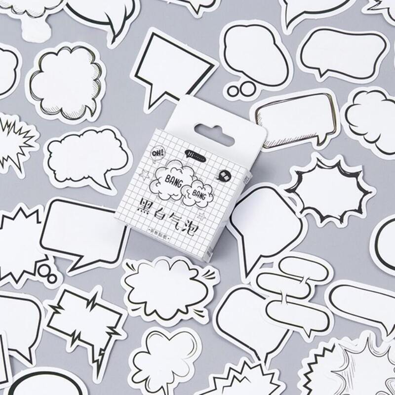 

45pcs Chat Bubble Sticker, Black and white