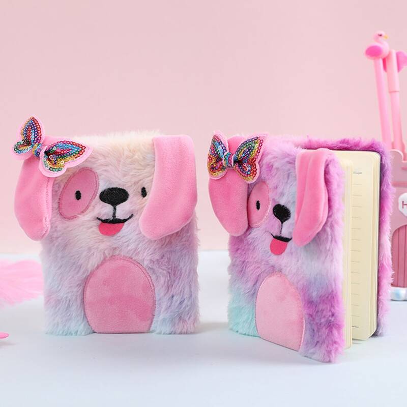 

1pack Plush Dog Design Cover Notebook