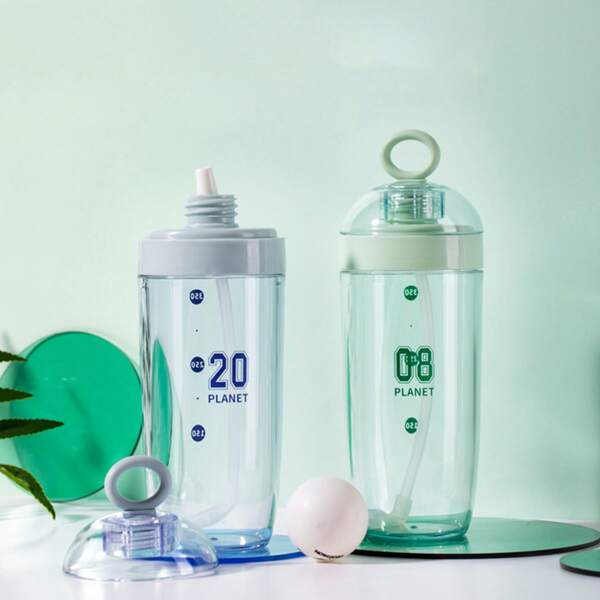 

1pc Letter Graphic Straw Bottle, Multicolor