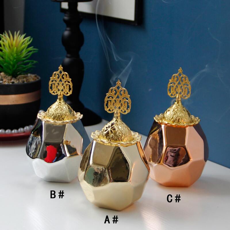 

1pc Honeycomb Shaped Base Incense Burner, Gold