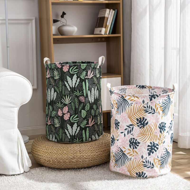 

1pc Leaf Print Storage Basket, Multicolor