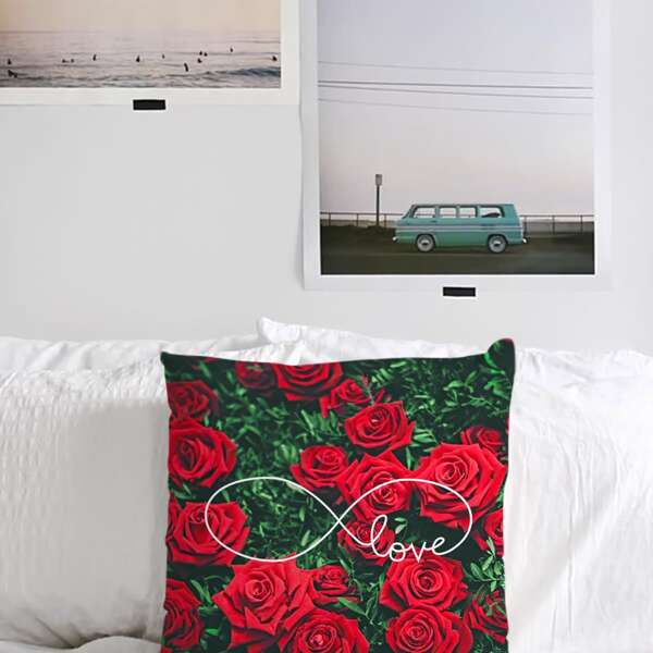 

Flower Print Cushion Cover Without Filler, Multicolor