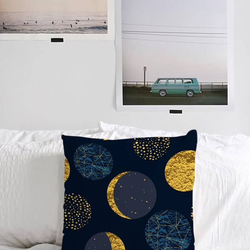 

Moon Print Cushion Cover Without Filler, Multicolor