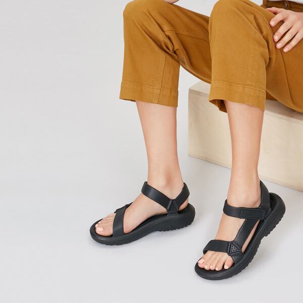 

Velcro Ankle Chunky Sole Universal Sandals, Black