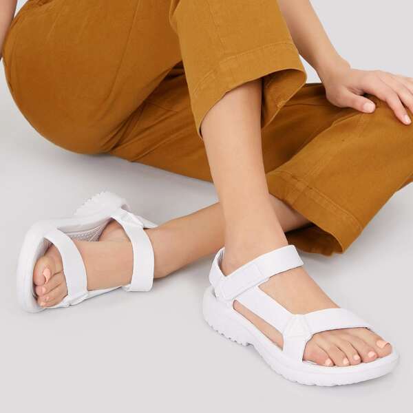 

Velcro Ankle Chunky Sole Universal Sandals, White