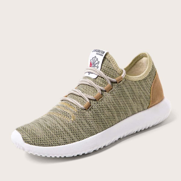 

Men Lace-up Front Wide Fit Sneakers, Khaki