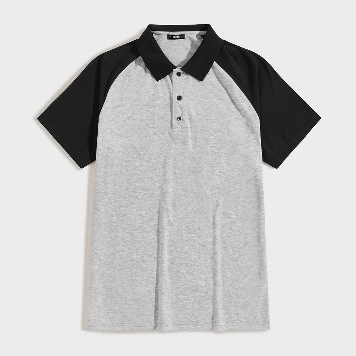 

Guys Raglan Sleeve Colorblock Polo Shirt, Grey