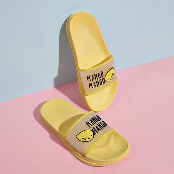 

Mango Print Wide Fit Sliders, Yellow