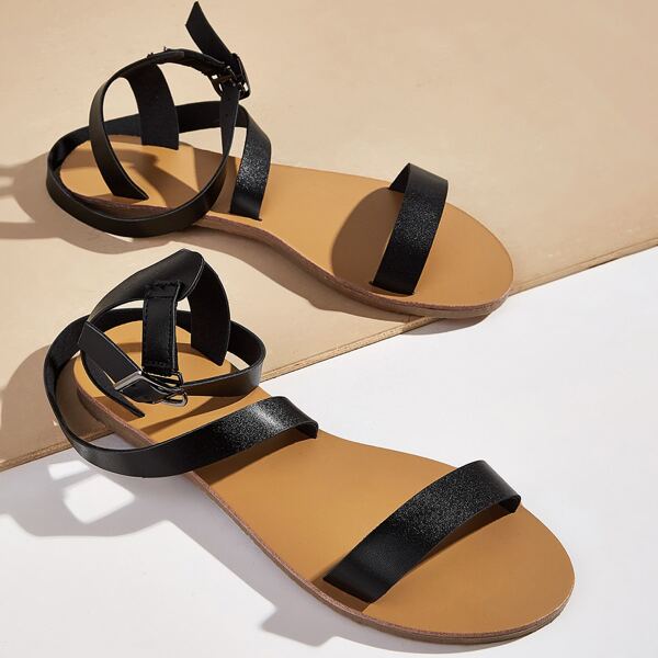 

Сандалии с ремешком и открытым носком, Чёрный