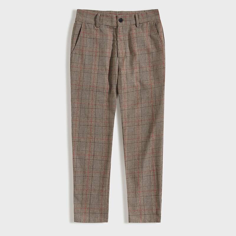 

Guys Slant Pocket Plaid Pants, Brown