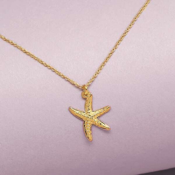

Dainty Chain Starfish Pendant Necklace, Gold