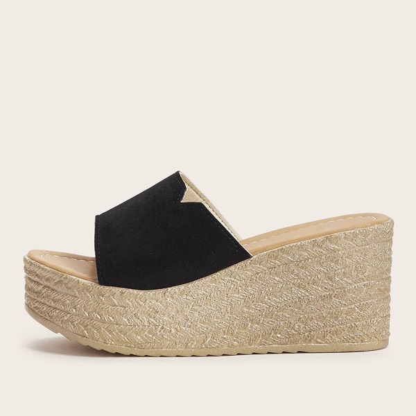 

Open Toe Wedge Mules, Black