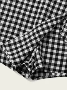 SHEIN EZwear 圍裹結飾格紋褲裙