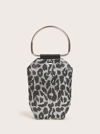 Leopard Pattern Clutch Bag With Chain Strap
