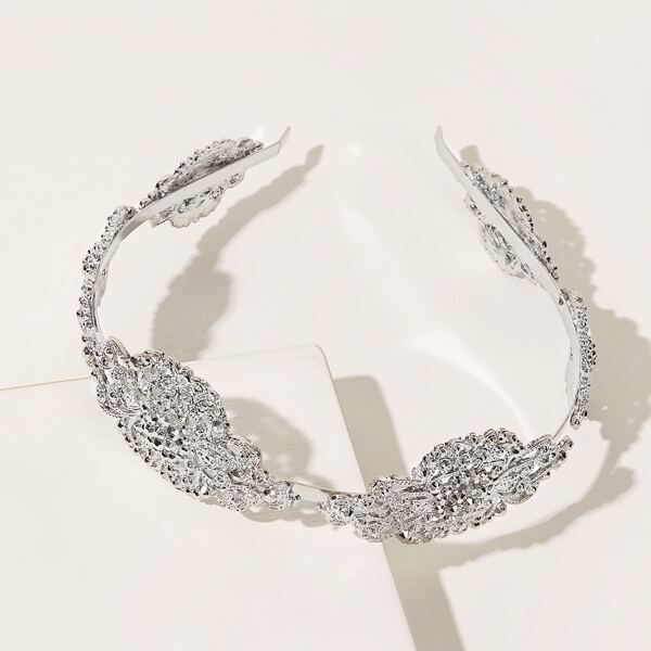 

Rhinestone Engraved Hollow Out Hair Hoop, Silver