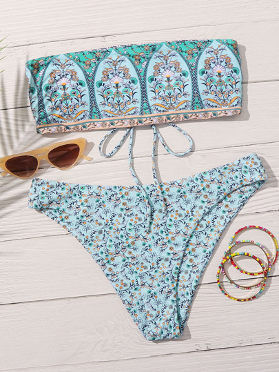 Tribal Bandeau Bikini Swimsuit