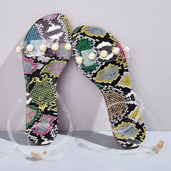 

Clear Faux Pearl Decor Sandals