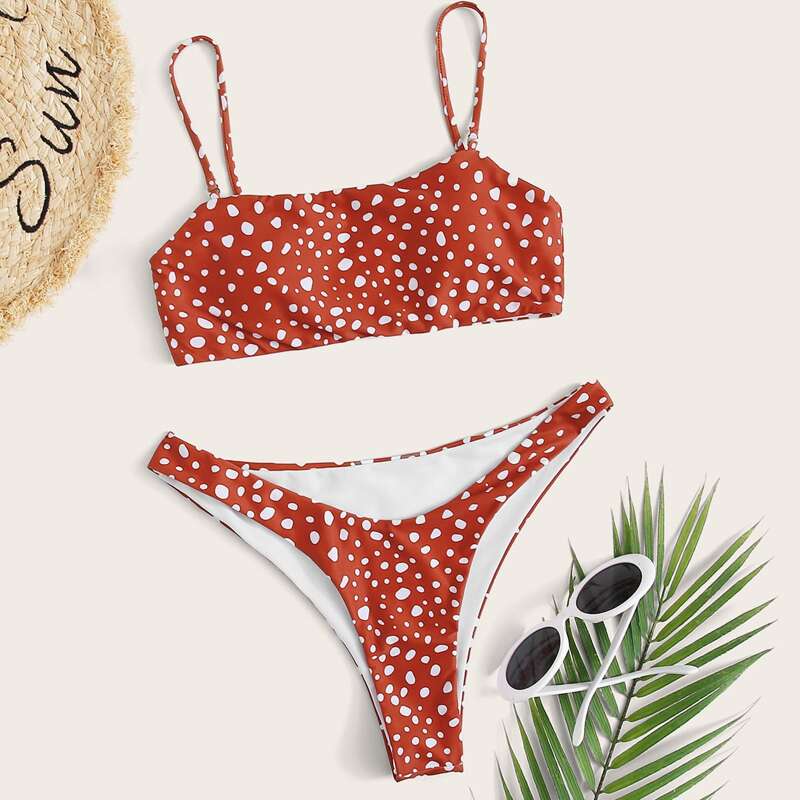 

Dalmatian High Leg Bikini Swimsuit, Red